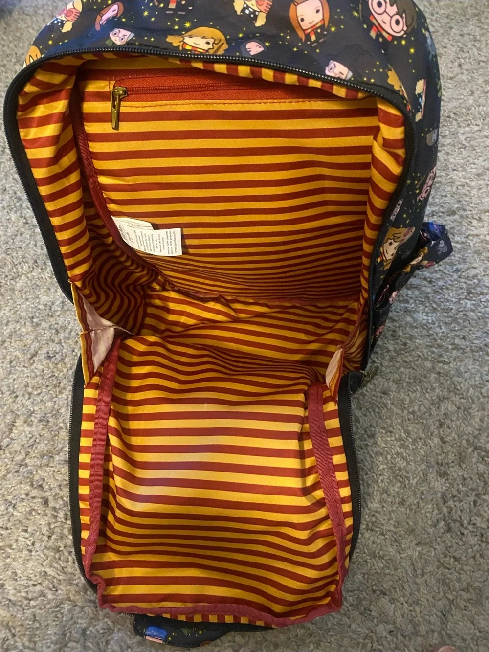 Ju-Ju-Be Harry Potter Lined Backpack — Red and Yellow Striped Interior